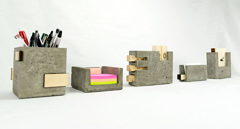 Concrete desk set
